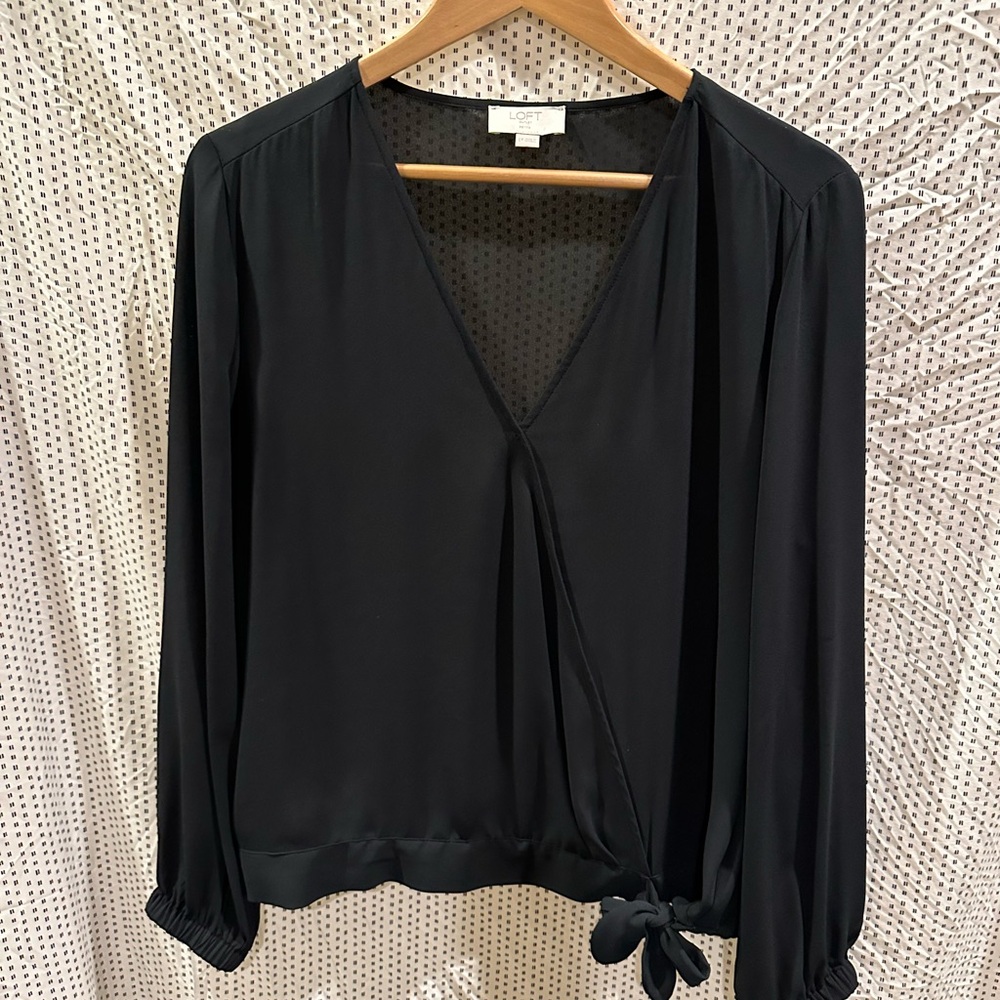 Loft black sheer top